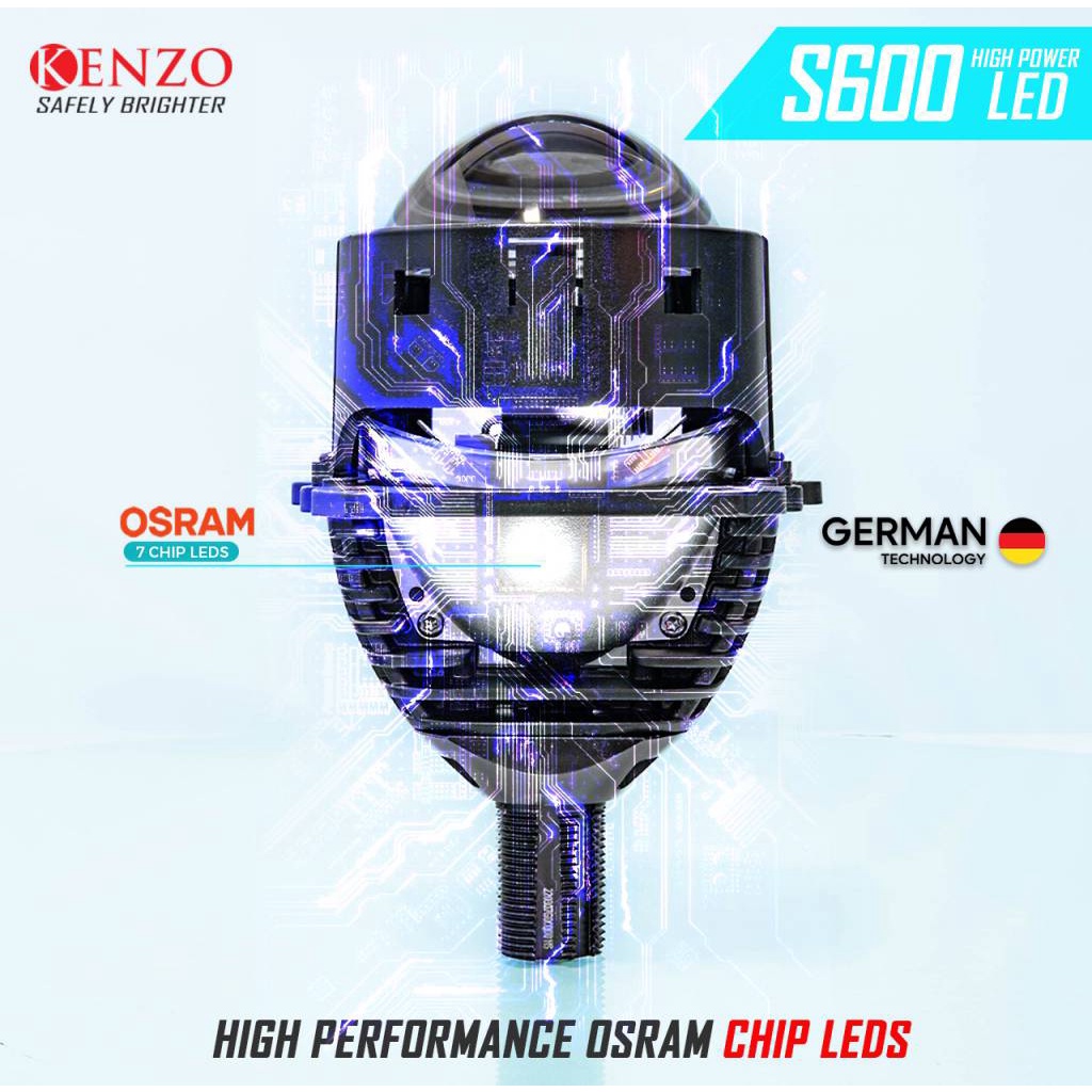Bi-led Kenzo S600 65W đuôi xoáy - gương cầu led xe ô tô xe máy biled oto Xlight GTR Redpro Red magic titan gold platium
