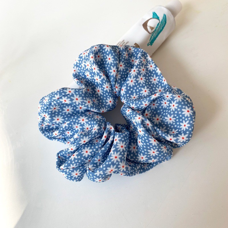 Dây chun buộc tóc Scrunchie màu xanh tươi sáng đáng yêu - S02