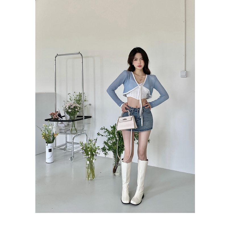 Cocory vn Áo Len Croptop Tay Dài Thiết Kế Quyến Rũ Thời Trang Mùa Hè Mới