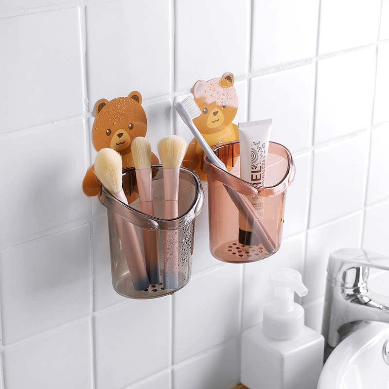 [Có Sẵn] Combo 3 giá đựng bàn chải trong nhà tắm in hình gấu xinh xắn