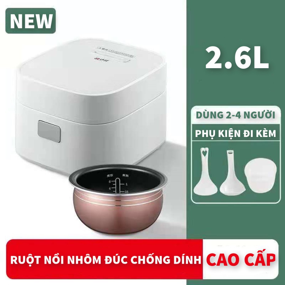 Nồi Cơm Điện Mini Đa Năng ❤️FREESHIP❤️ Dung Tích 2.6 Lít Hợp Gia Đình Nhỏ, Hàng Nội Địa Cao Cấp (Nấu Cháo, Chưng, Luộc)