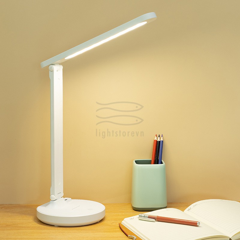 Đèn bàn học ánh sáng vàng trắng pin sạc 4000mAh model SL-898 công suất 9W với 3 chế độ sáng trắng, vàng, trắng ấm