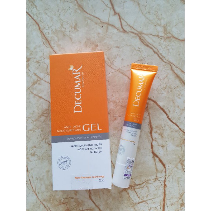 Gel ngừa mụn nano curcumin Decumar 20 gram