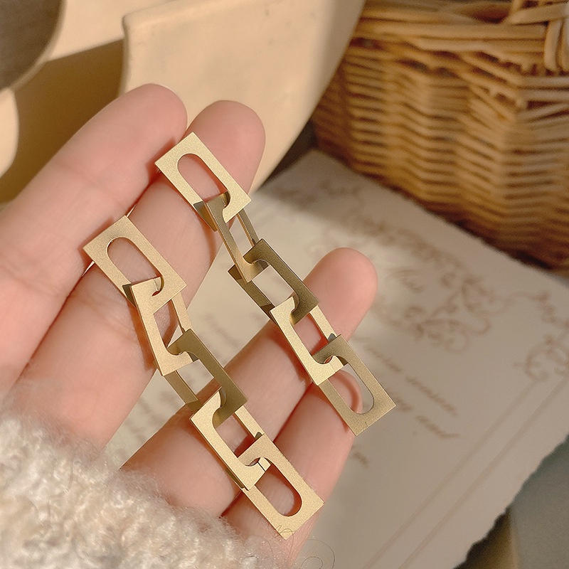 Bông Tai Dáng Dài Mặt Nhám Hình Vuông Phong Cách Punk Cá Tính Thời Trang Dành Cho Nữ 2022