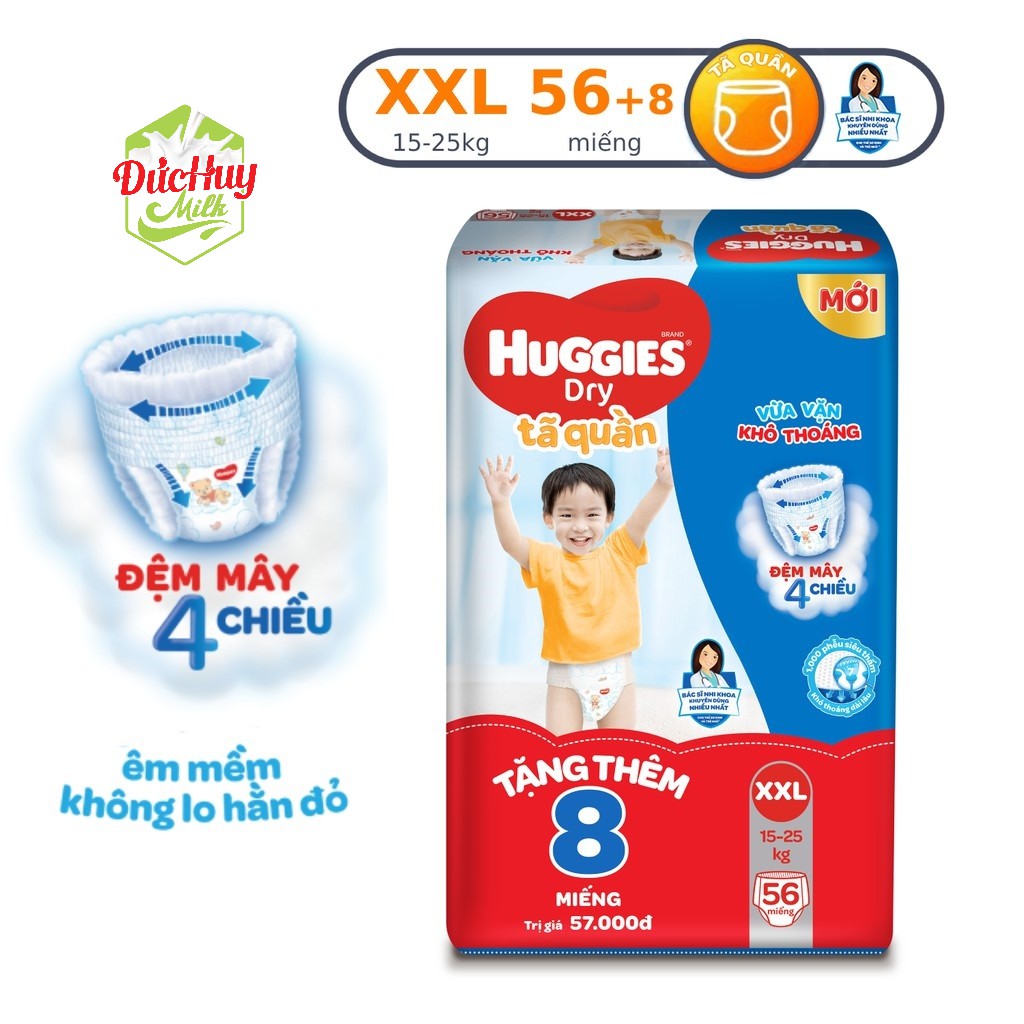 [HÀNG TẶNG] Tã Quần Huggies M74/L68/XL62/XXL56_Duchuymilk