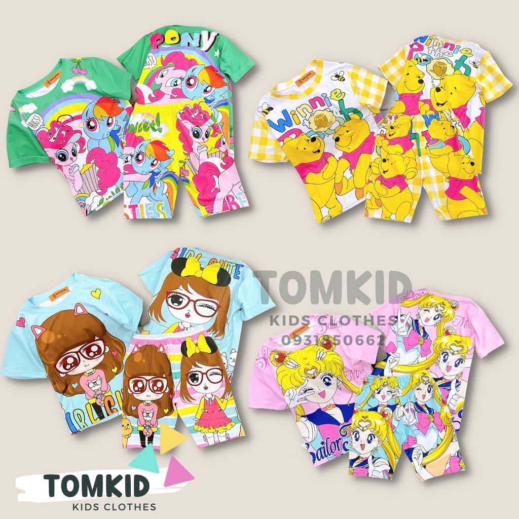 Đồ bộ cho bé gái set đồ bé gái chất thun lạnh chính phẩm loại 1 dày dặn không nhão vải 10-40kg Tomkids