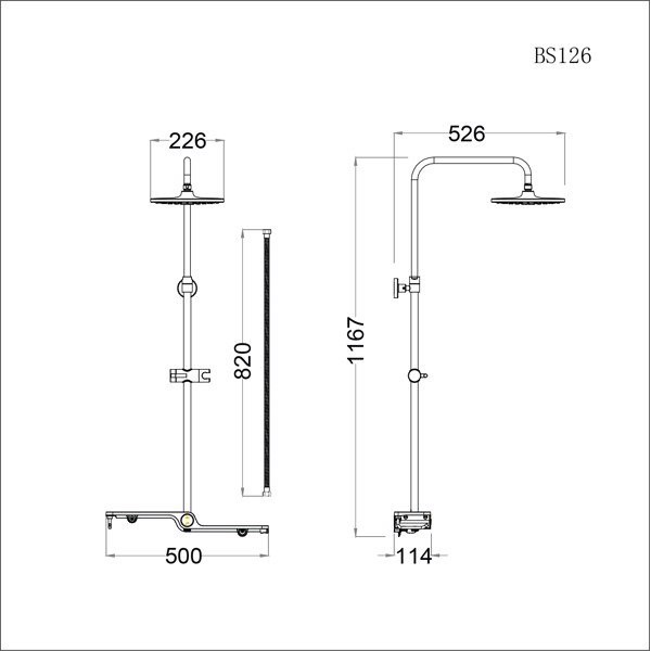 Bộ phụ kiện sen tắm đứng Caesar BS126