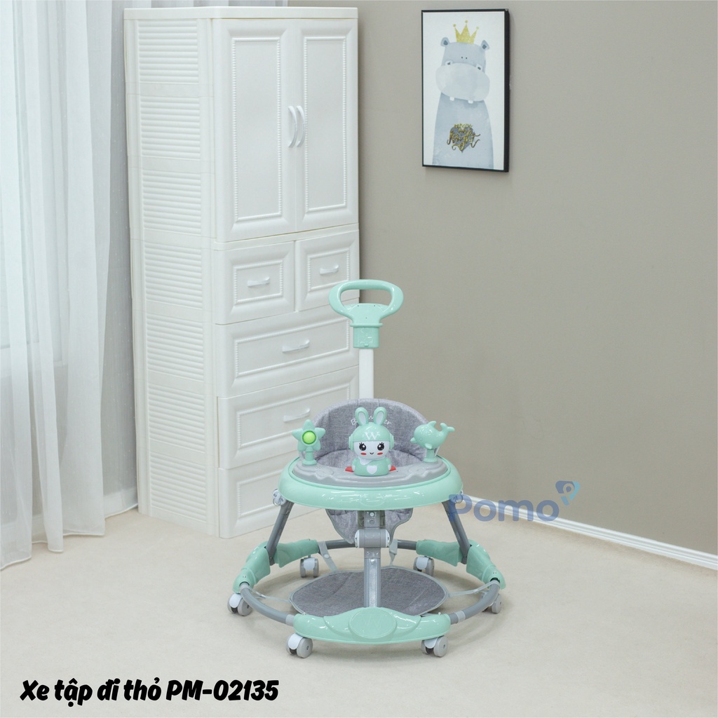 Xe Tập Đi Thỏ Baby Walker PM-02135 Cho Bé Thiết Kế Mới Nhất 2022, Full Trọn Bộ Đầy Đủ Tay Cầm Và Tấm Lót Chân
