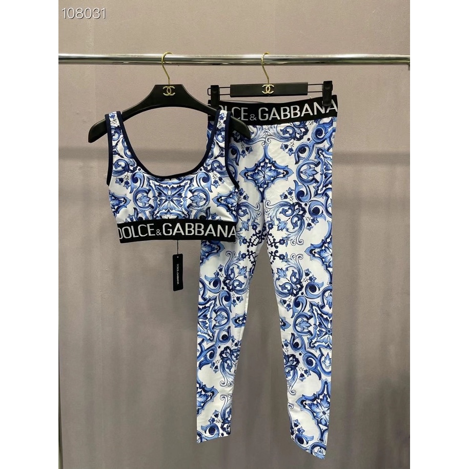 Set Áo bra Và Quần Legging Thể Thao Họa Tiết Majolica