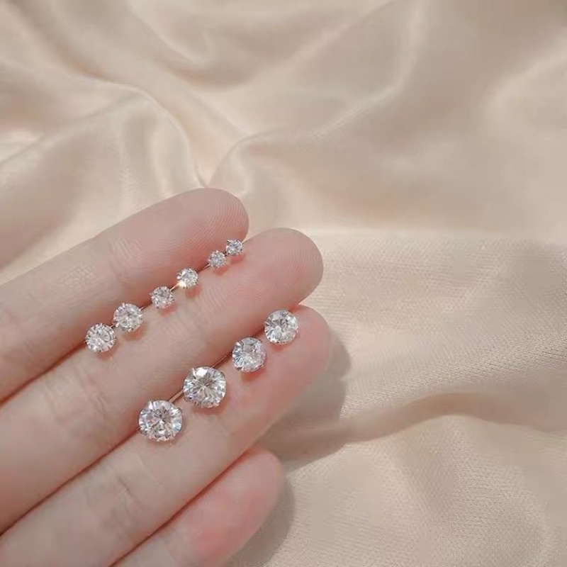 Bông tai đính đá basic chuôi nhựa