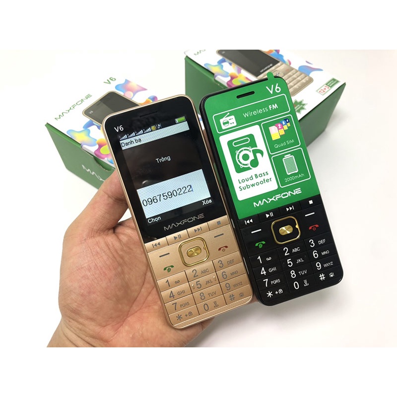 ĐIỆN THOẠI MAXFONE V6 4 SIM GIÁ RẺ - LOA TO - PIN TRÂU