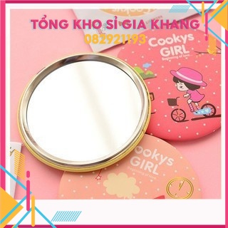 SP48 Gương Tròn Mini Xinh Xắn, Nhiều Mẫu, Viền Kim Loại - gương trang điểm