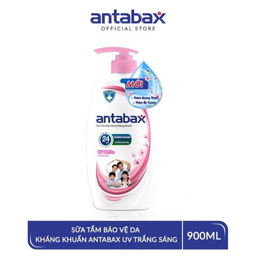 Hộp quà Sữa tắm Antabax UV White 900ml + Sữa rửa tay Antabax Pure Pine 250ml