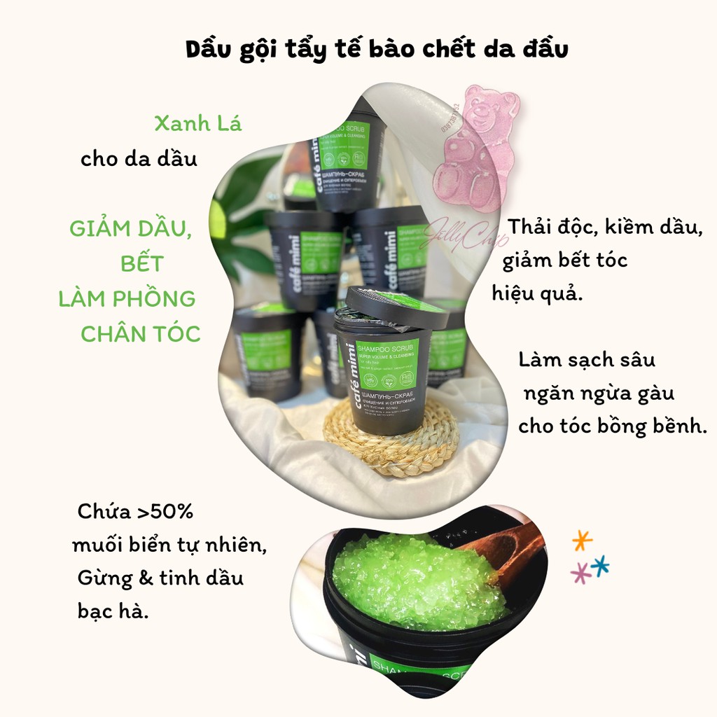 DẦU GỘI TẨY DA CHẾT CHO DA ĐẦU CAFE MIMI 330g