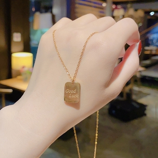 Good luck ~ Korean square titanium steel geometric necklace