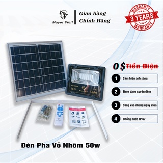 Đèn pha năng lượng mặt trời ly-tyn016 - 50w, đèn năng lượng mặt trờimayorwolf - bảo hành 3 năm