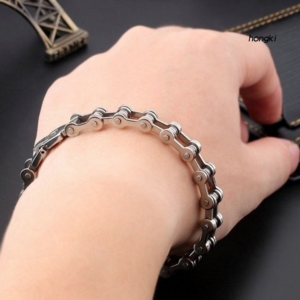 Vòng Tay Mắt Xích Bằng Thép Titan Phong Cách Cổ Điển Cho Nam