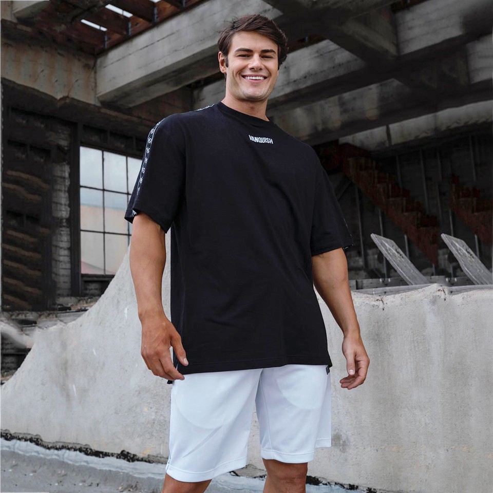 Áo thun cotton tay ngắn kẻ sọc bên phong cách thể thao cho nam