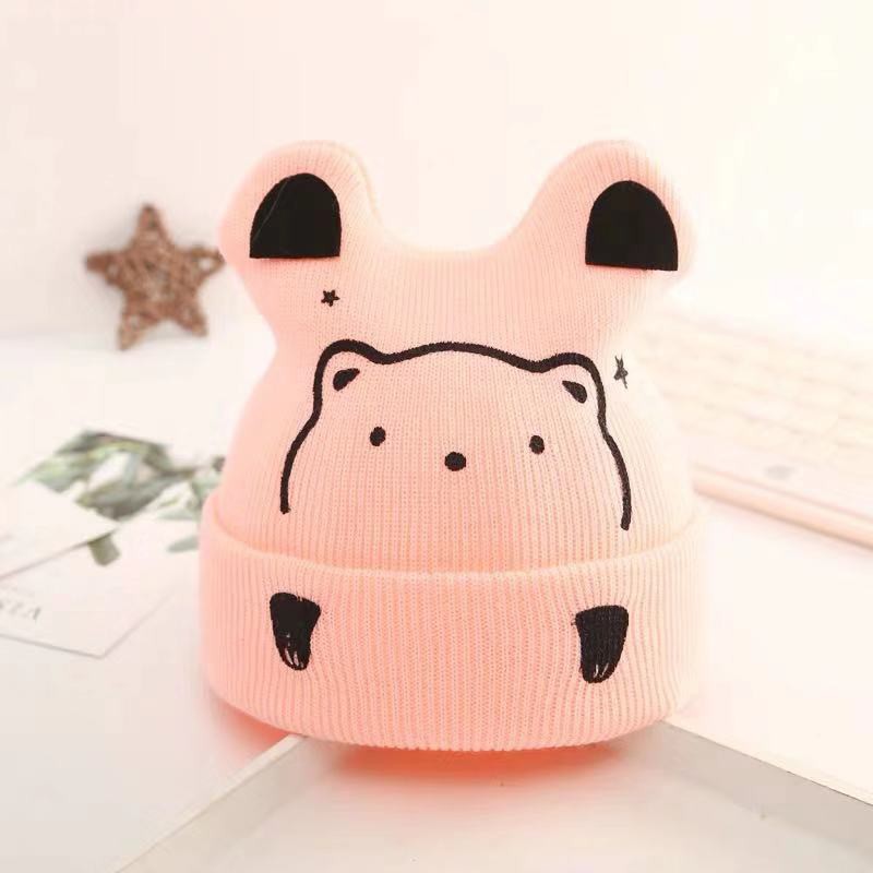 Mũ Trùm Đầu Dệt Kim Hoạ Tiết Hoạt Hình Giữ Ấm Cho Bé