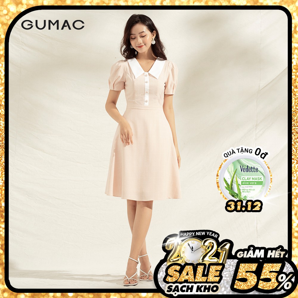 Đầm caro phối cổ DA1110 GUMAC