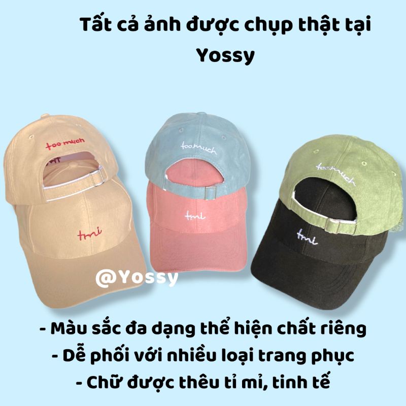 Mũ lưỡi trai unisex thêu chữ TMI chất vải kaki cao cấp phong cách Hàn Quốc