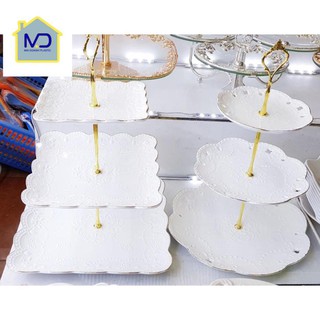(siêu phẩm) Đĩa ba tầng sứ | Đĩa 3 tầng đựng bánh, hoa quả...chuyên dụng cho sự kiện, tiệc cưới