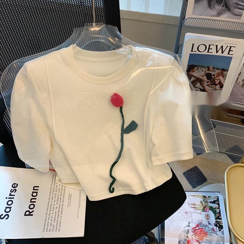 Áo Thun Ngắn Tay In Họa Tiết Hoa Phong Cách Hàn Quốc Dành Cho Nữ