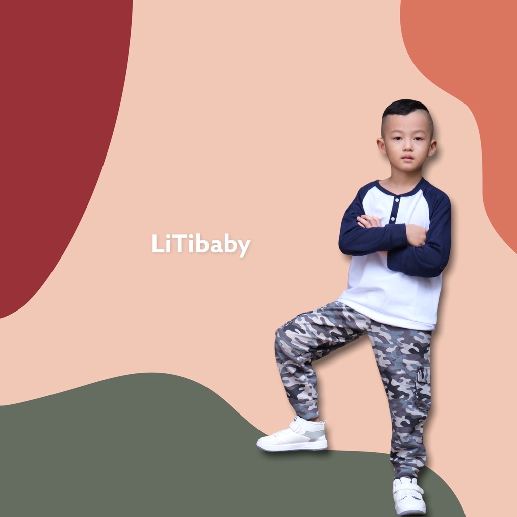Quần nỉ cho bé trai LITIBABY, rằn ri túi hộp, chất nỉ đẹp, thể thao, size 1/10 tuổi