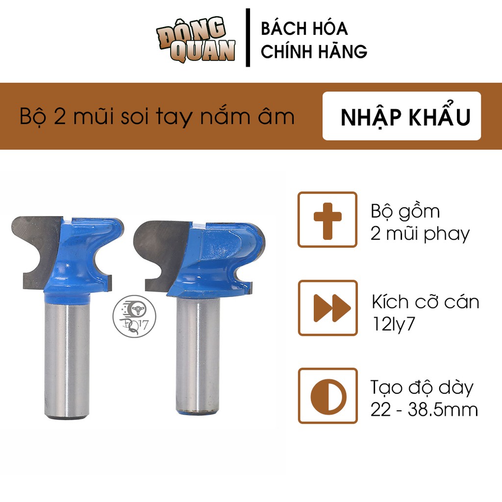 [ MŨI SOI TAY NĂM ÂM GỖ 22MM - 38.5MM 5.0 ] Chuyên dùng để phay rãnh tạo âm cho tay nắm cửa, cánh tủ