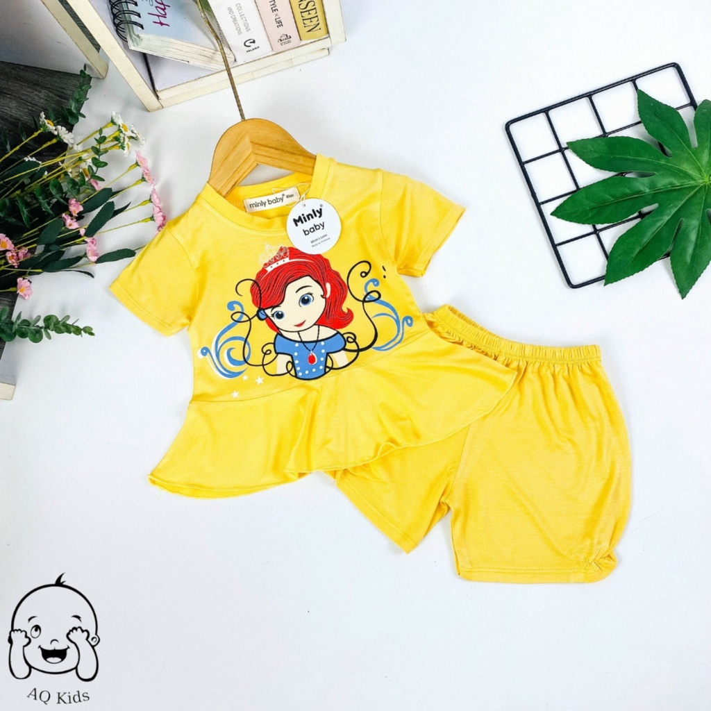 Đồ bộ cộc tay bé gái hiệu minkymom, Minlybaby vải thun lạnh chính hãng Unibaby - LBCLBIH