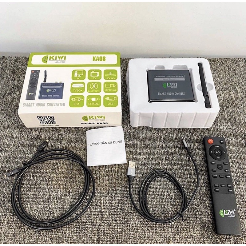 Bộ giải mã âm thanh Kiwi KA08 - Dòng chuyển quang cao cấp có bluetooth, có khiển, tiếng siêu hay