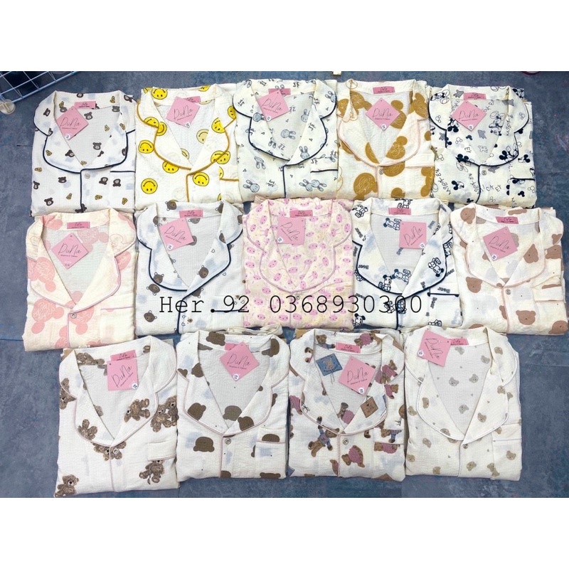 Bộ pijamas quần dài áo cộc chất đũi mềm Hàn hoạ tiết nhiều hình siêu mát, Đồ ngủ xinh mặc nhà chất mát