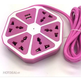 Ổ điện tròn tích hợp Usb 2.0 A có 4 phích 220V và 2 jack USB 5V 2.0 A