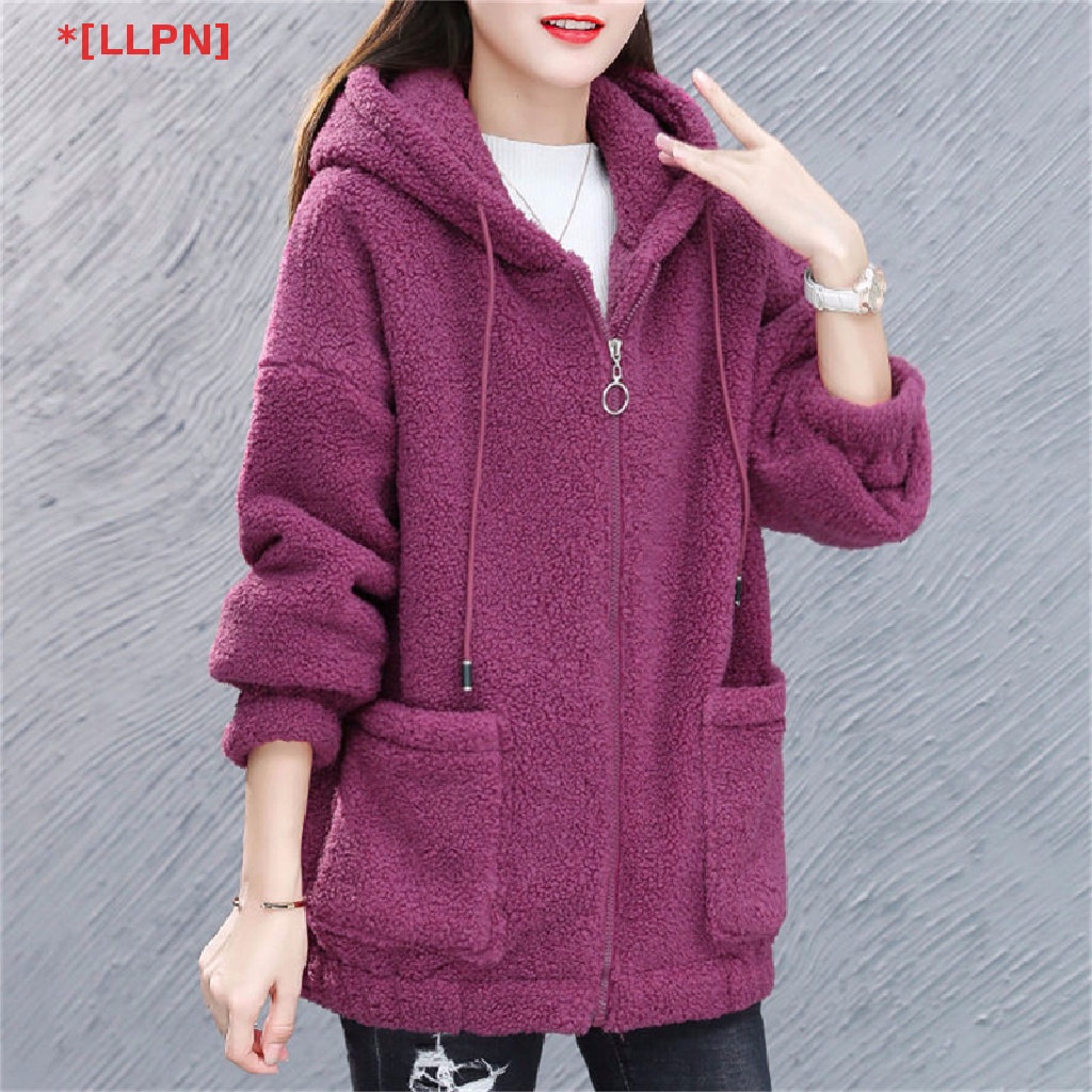 [loyaltysun.vn] Áo Khoác Cardigan Lông Cừu Dày Ấm Áp Có Mũ Trùm Phối Khóa Kéo Chào Mừng Dành Cho