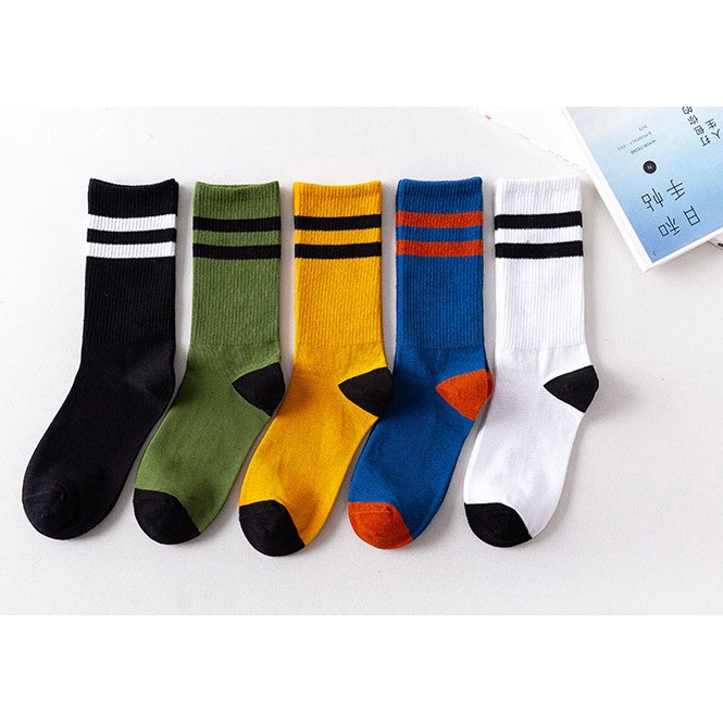 Vớ Tất Nam Nữ cổ cao Kẻ Sọc đủ màu phong cách trẻ trung, năng động.