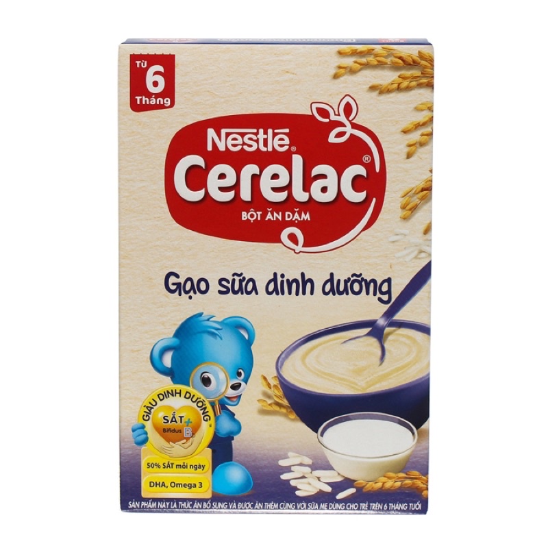 Bột ăn dặm Cerelac gạo sữa dinh dưỡng hộp 200g (từ 6 tháng)