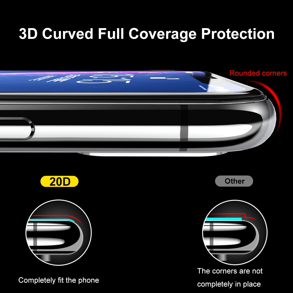 Kính cường lực 100D chống vân tay bảo vệ toàn màn hình dành cho iPhone X XS MAX XR 6 7 8 6S Plus
