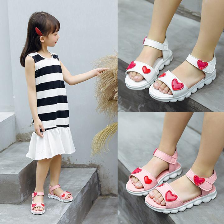 Dép sandal cho bé gái hình trái tim đế êm mềm cho bé gái từ 2-10 tuổi