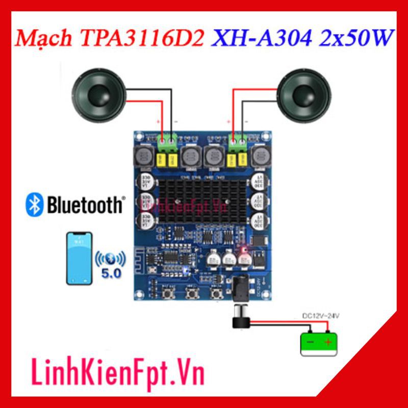 Mạch khuếch đại tpa3116d2 2x50w xh-304 bluetooth 5.0