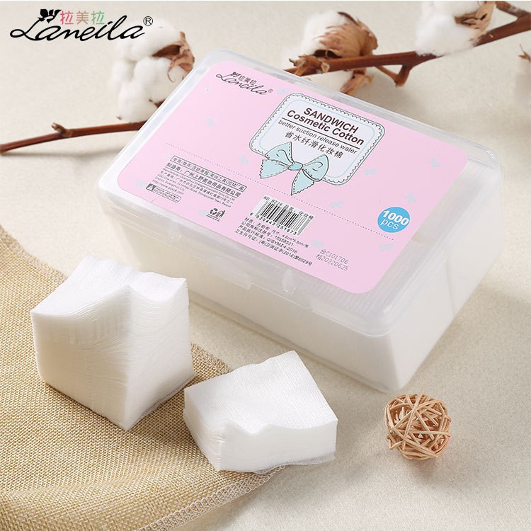 Bông Tẩy Trang Lameila Sandwich Cosmetic Cotton Hộp 1000 Miếng Tha Hồ Xài-W50-C02T3