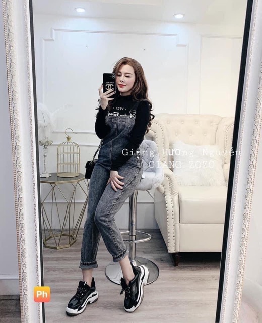 Yếm jean khói quai đen | BigBuy360 - bigbuy360.vn