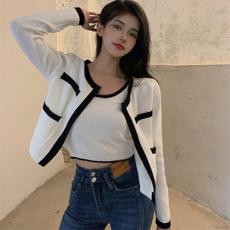 Áo khoác cardigan cổ tròn màu sắc thời trang cho nữ