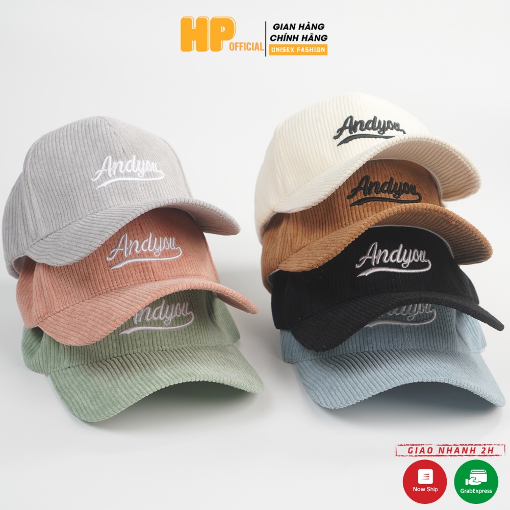 Mũ lưỡi trai ❤️ Nón kết thêu hình chữ Andyou chất nhung tăm cao cấp form unisex nam nữ N53 - Happy Style