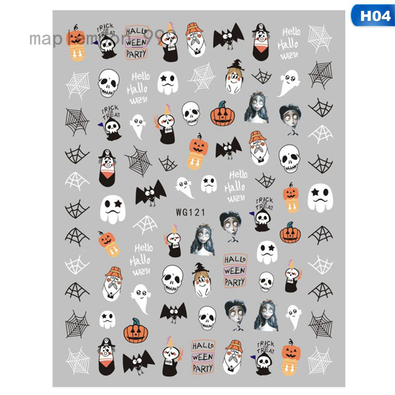 Hình dán trang trí móng tay họa tiết chủ đề Halloween 3D thời trang đáng yêu