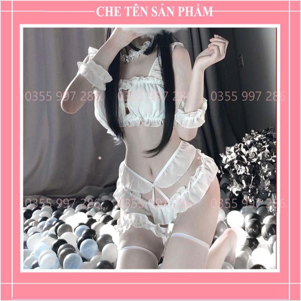 Bộ đồ ngủ Cosplay Trái Tim Đính Chuông - Set nội y hầu gái mèo con gợi cảm QuinBee - Lolita X | BigBuy360 - bigbuy360.vn