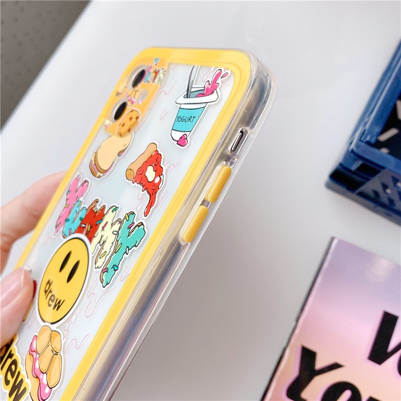 Vỏ iPhone iPhone 11 Pro Max / iPhone12 / Vỏ iPhone X / iPhone 7 Plus / iPhone 8 / iPhone 6 / iPhone 11 Các nút tương phản mặt thẳng Bieber Smiley TPU Vỏ chống vỡ