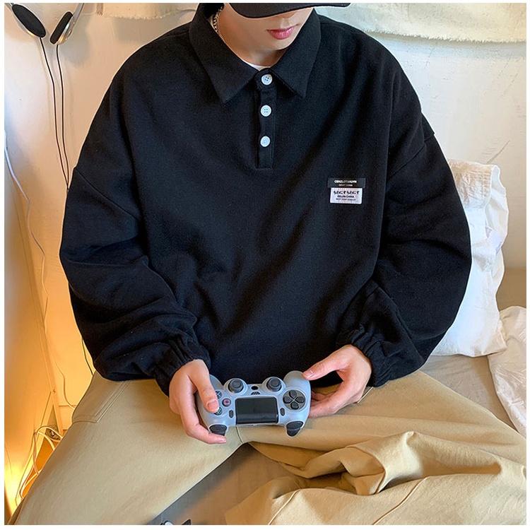 Áo sweater nam polo form rộng, Áo polo nam tay dài big size trơn phong cách ulzzang du lịch đi học  thời trang ulzzang | BigBuy360 - bigbuy360.vn