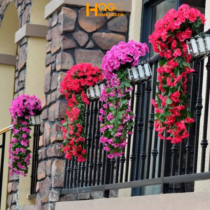 CHÙM  ĐỖ QUYÊN TREO TƯỜNG . HOA VẢI HOA LỤA CAO CẤP