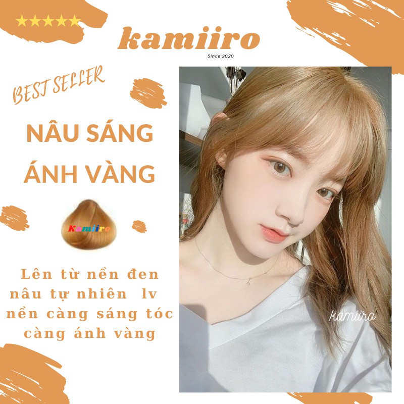 THUỐC NHUỘM TÓC NÂU SÁNG ÁNH VÀNG KHÔNG CẦN TẨY TÓC CHUẨN SALON  KAMIIRO