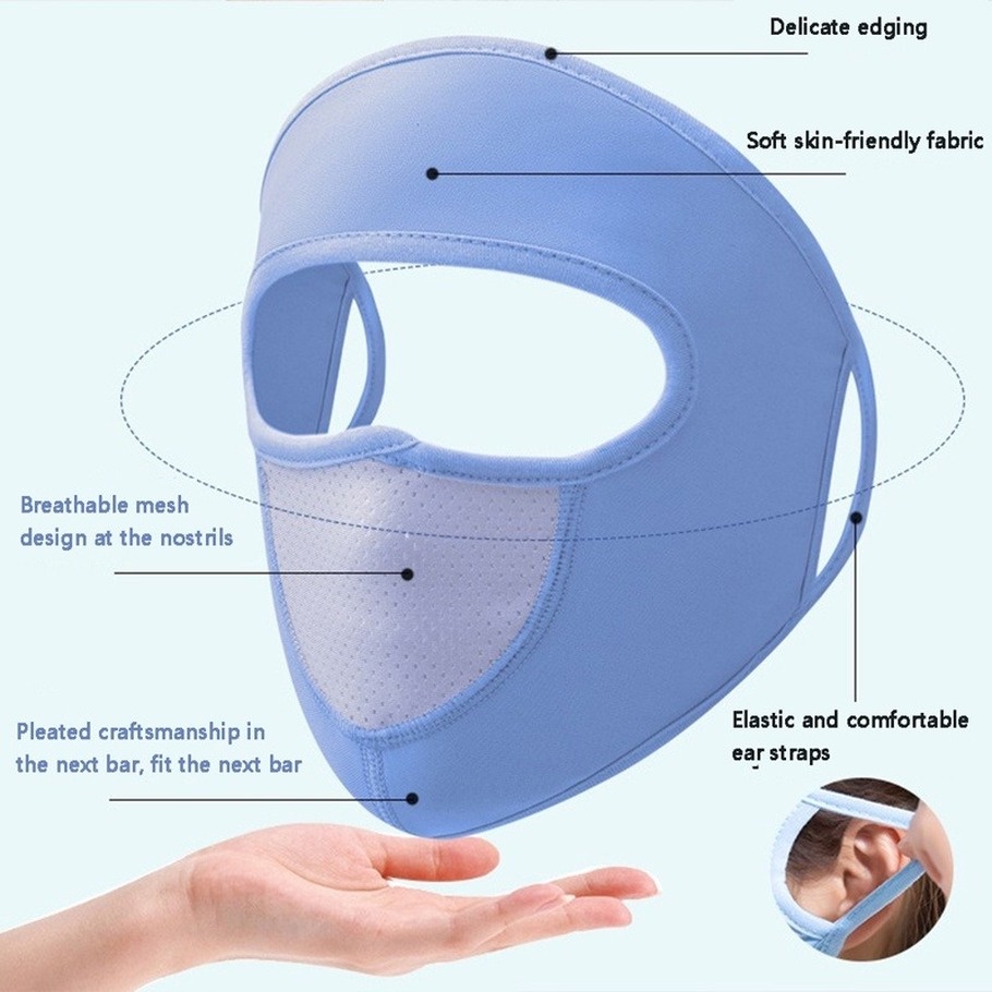 Mũ Chống Nắng Và Tia UV Bằng Lụa Lạnh Mỏng Thoáng Khí Kèm Khẩu Trang Che Phủ Toàn Diện Chống Tia UV Cho Nữ